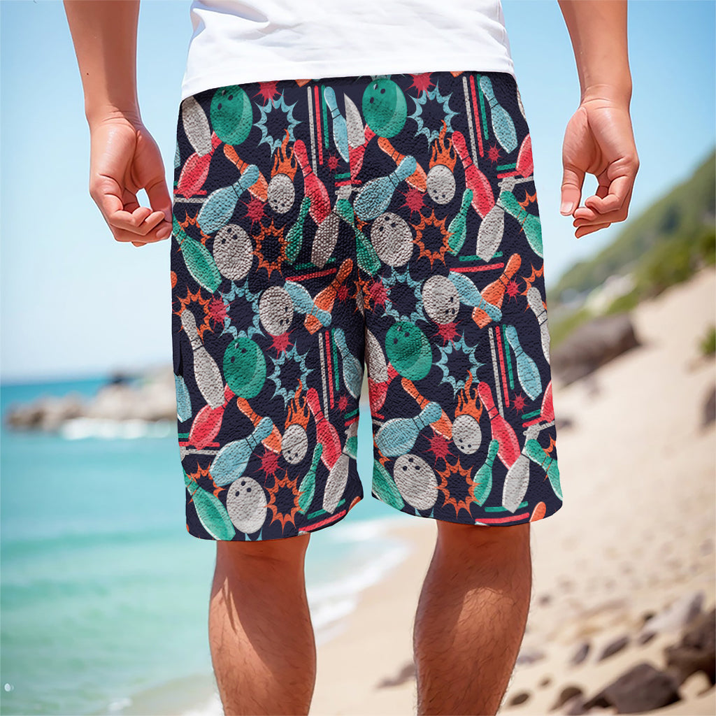 Watercolor Bowling Theme Pattern Print Men's Cargo Shorts