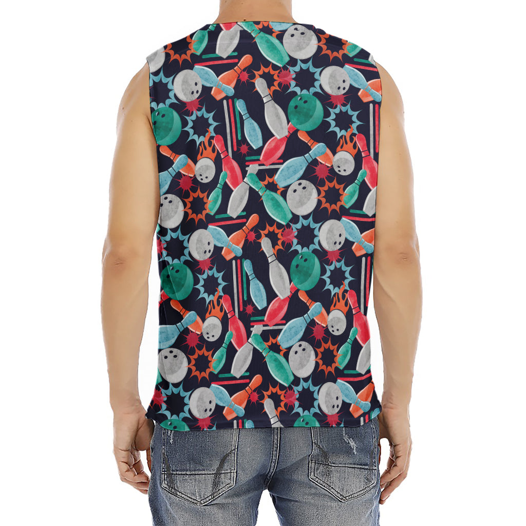 Watercolor Bowling Theme Pattern Print Men's Fitness Tank Top