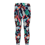 Watercolor Bowling Theme Pattern Print Men's leggings