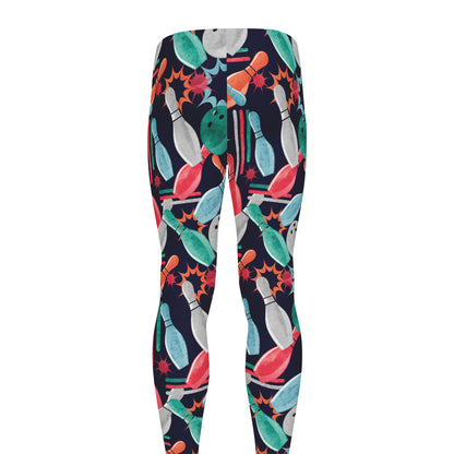 Watercolor Bowling Theme Pattern Print Men's leggings
