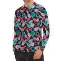 Watercolor Bowling Theme Pattern Print Men's Long Sleeve Rash Guard