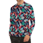 Watercolor Bowling Theme Pattern Print Men's Long Sleeve Rash Guard
