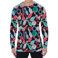Watercolor Bowling Theme Pattern Print Men's Long Sleeve T-Shirt