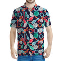 Watercolor Bowling Theme Pattern Print Men's Polo Shirt