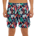 Watercolor Bowling Theme Pattern Print Men's Split Running Shorts