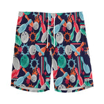Watercolor Bowling Theme Pattern Print Men's Sports Shorts