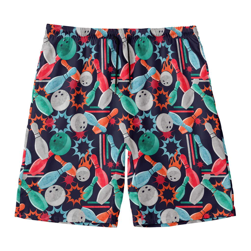 Watercolor Bowling Theme Pattern Print Men's Swim Trunks
