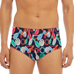 Watercolor Bowling Theme Pattern Print Men's Triangle Swim Briefs