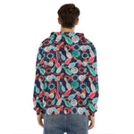 Watercolor Bowling Theme Pattern Print Men's Velvet Pullover Hoodie