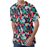 Watercolor Bowling Theme Pattern Print Men's Velvet T-Shirt