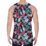 Watercolor Bowling Theme Pattern Print Men's Velvet Tank Top