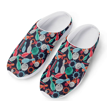 Watercolor Bowling Theme Pattern Print Mesh Casual Shoes