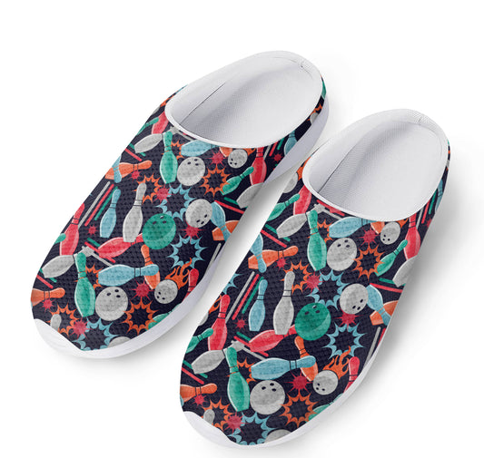 Watercolor Bowling Theme Pattern Print Mesh Casual Shoes