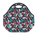 Watercolor Bowling Theme Pattern Print Neoprene Lunch Bag