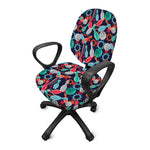 Watercolor Bowling Theme Pattern Print Office Chair Cover