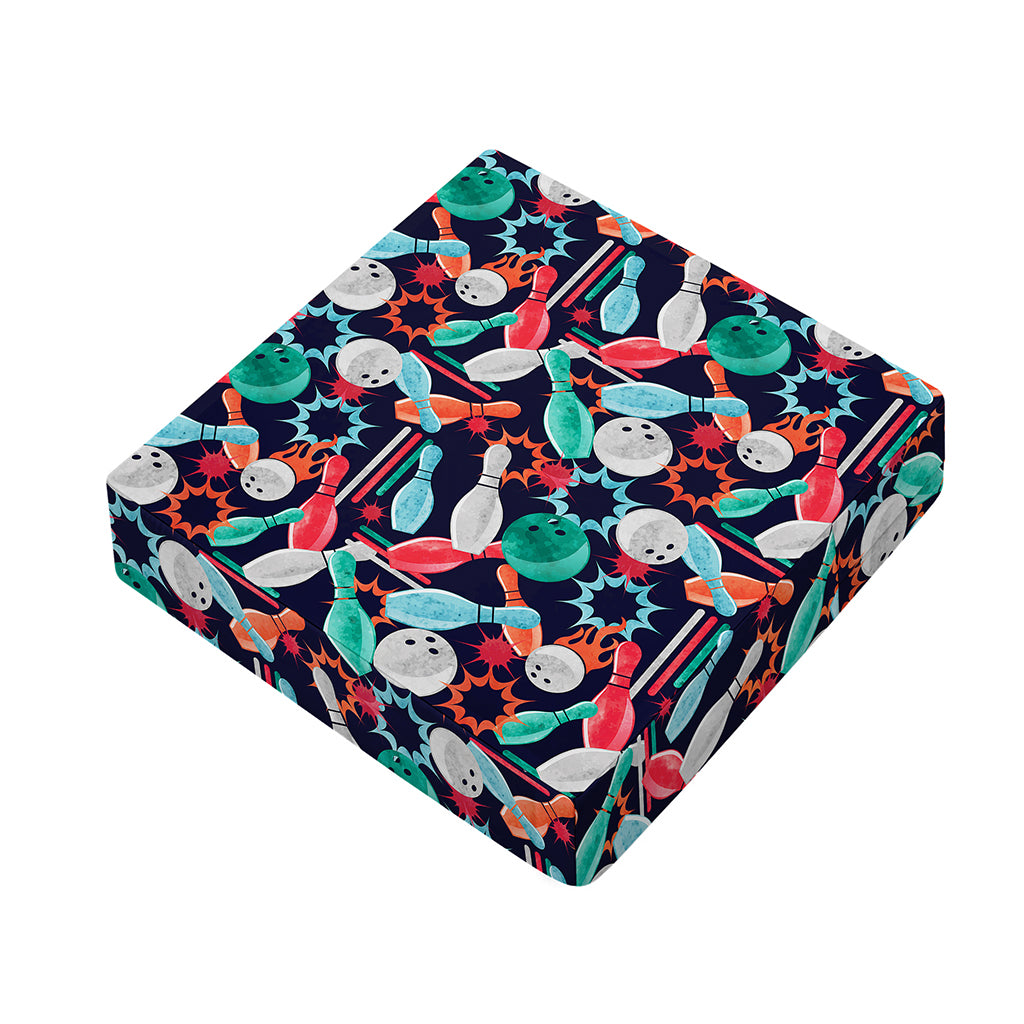 Watercolor Bowling Theme Pattern Print Outdoor Seat Cushion Cover