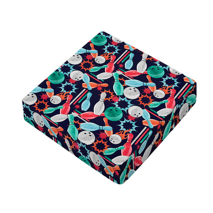 Watercolor Bowling Theme Pattern Print Outdoor Seat Cushion Cover