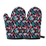 Watercolor Bowling Theme Pattern Print Oven Mitts