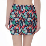 Watercolor Bowling Theme Pattern Print Pencil Mini Skirt