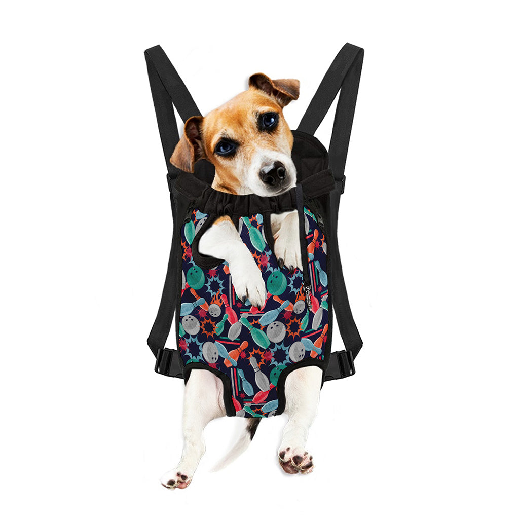 Watercolor Bowling Theme Pattern Print Pet Carrier Backpack