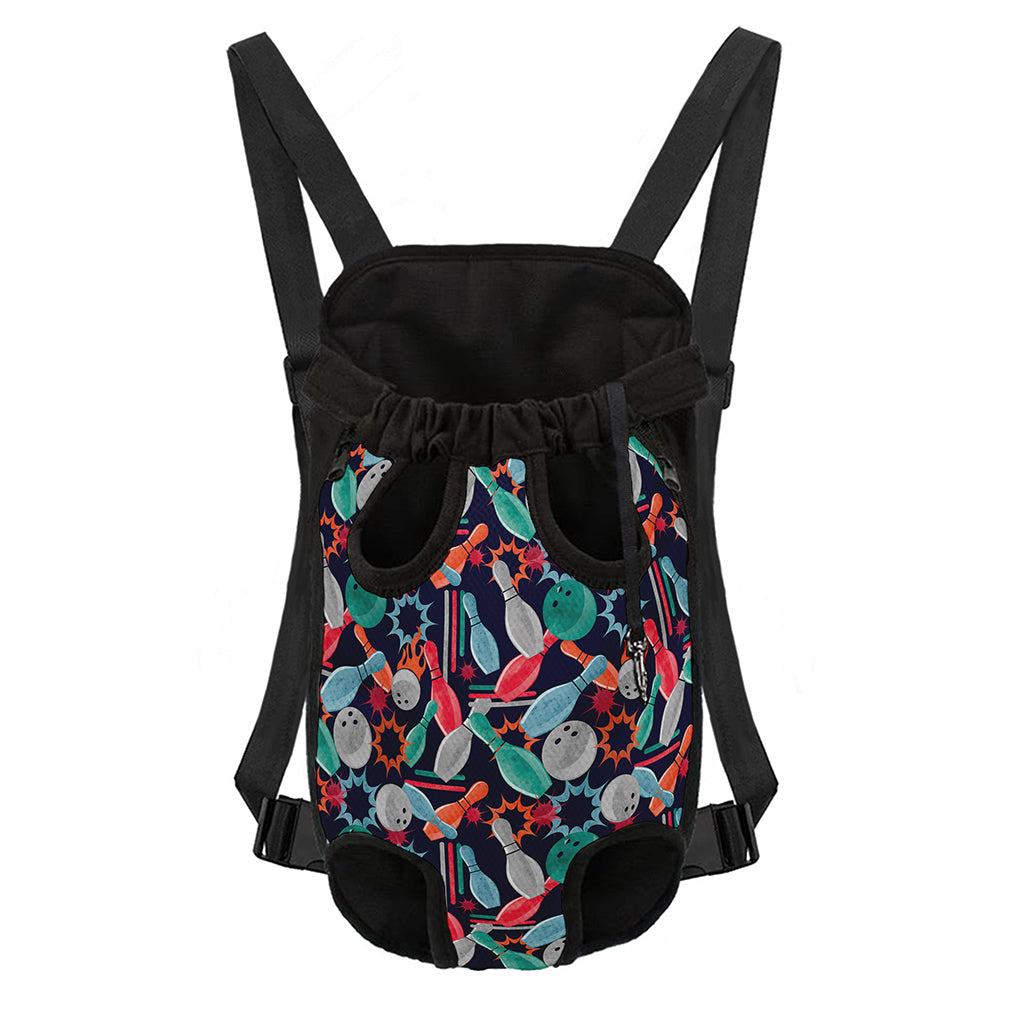 Watercolor Bowling Theme Pattern Print Pet Carrier Backpack