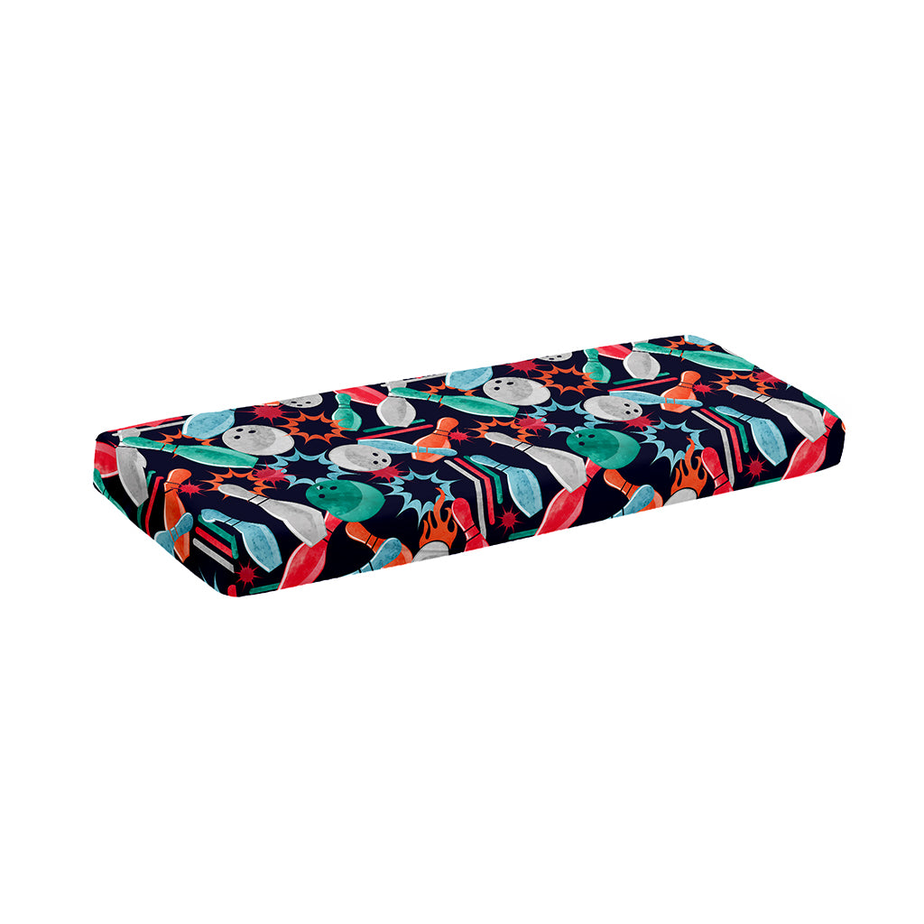 Watercolor Bowling Theme Pattern Print Piano Keyboard Cover