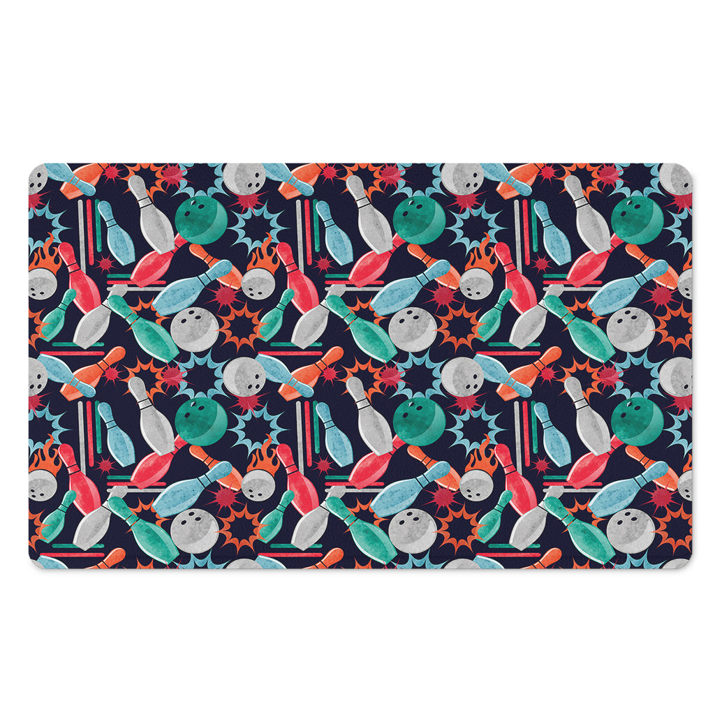 Watercolor Bowling Theme Pattern Print Polyester Doormat