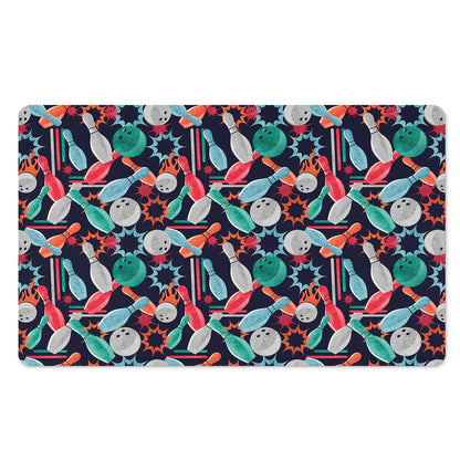 Watercolor Bowling Theme Pattern Print Polyester Doormat
