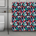 Watercolor Bowling Theme Pattern Print Polyester Shower Curtain