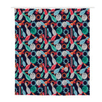 Watercolor Bowling Theme Pattern Print Polyester Shower Curtain