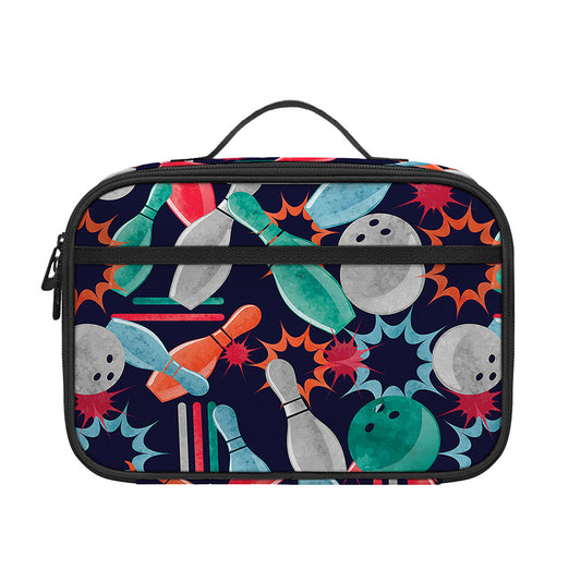 Watercolor Bowling Theme Pattern Print Portable Lunch Bag