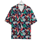 Watercolor Bowling Theme Pattern Print Rayon Hawaiian Shirt