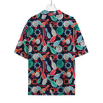 Watercolor Bowling Theme Pattern Print Rayon Hawaiian Shirt