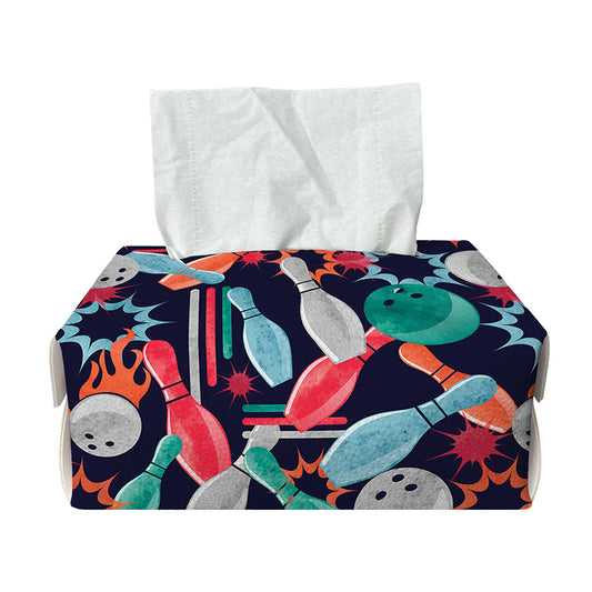 Watercolor Bowling Theme Pattern Print Rectangle Tissue Box Cover