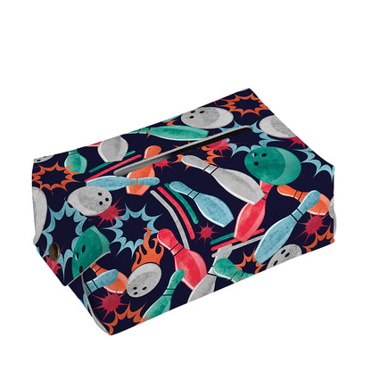 Watercolor Bowling Theme Pattern Print Rectangle Tissue Box Cover