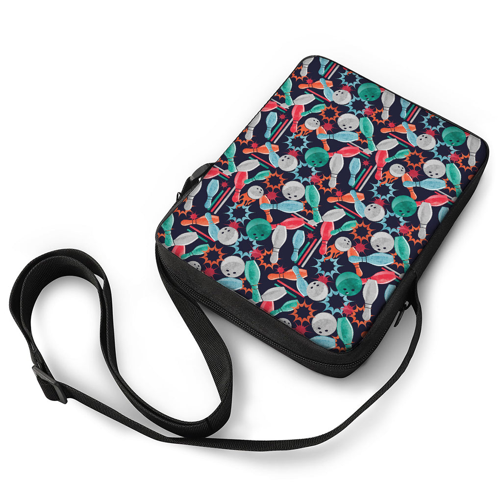 Watercolor Bowling Theme Pattern Print Rectangular Crossbody Bag