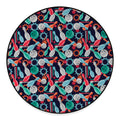 Watercolor Bowling Theme Pattern Print Round Floor Mat