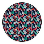 Watercolor Bowling Theme Pattern Print Round Floor Mat