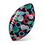 Watercolor Bowling Theme Pattern Print Rugby Ball