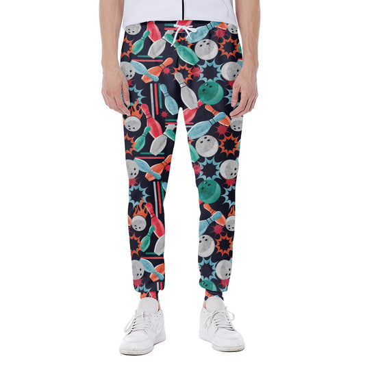 Watercolor Bowling Theme Pattern Print Scuba Joggers