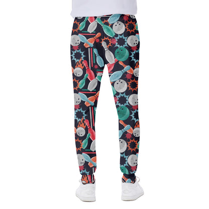 Watercolor Bowling Theme Pattern Print Scuba Joggers