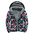 Watercolor Bowling Theme Pattern Print Sherpa Lined Zip Up Hoodie