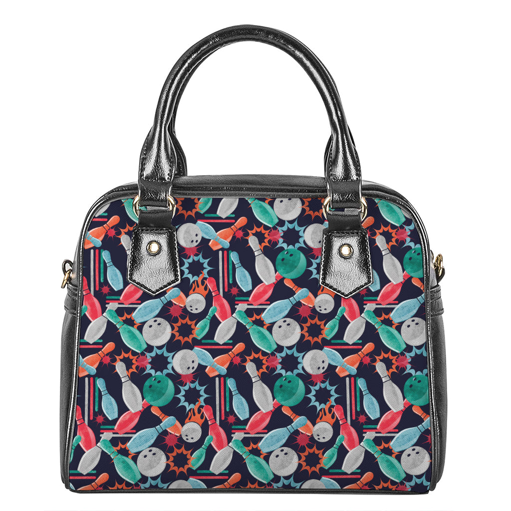 Watercolor Bowling Theme Pattern Print Shoulder Handbag