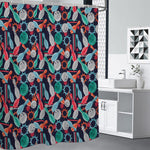 Watercolor Bowling Theme Pattern Print Shower Curtain