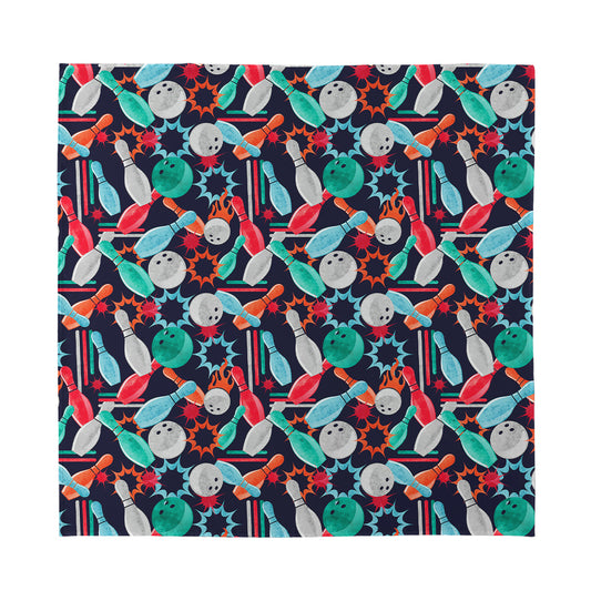 Watercolor Bowling Theme Pattern Print Silk Bandana