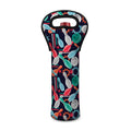 Watercolor Bowling Theme Pattern Print Single Neoprene Wine Tote