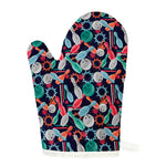 Watercolor Bowling Theme Pattern Print Single Oven Mitt