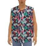 Watercolor Bowling Theme Pattern Print Sleeveless Baseball Jersey