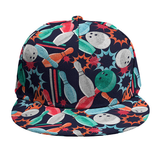 Watercolor Bowling Theme Pattern Print Snapback Cap
