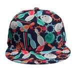 Watercolor Bowling Theme Pattern Print Snapback Cap